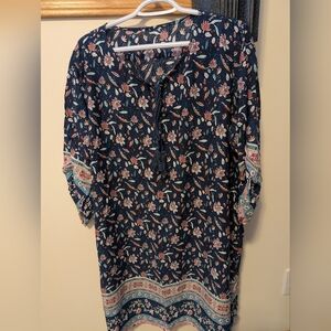 Floral Navy Tunic Top